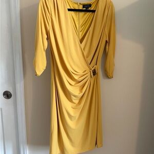 Tahari Yellow Long Sleeve Dress